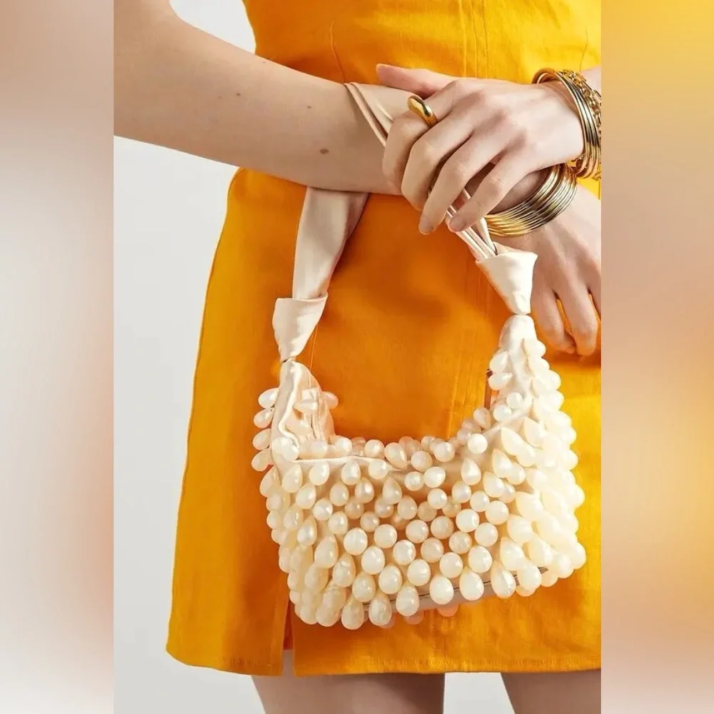 🌺🎉HP🌺 NWT Cult Gaia Gia Satin Shoulder Bag Ivory - Picture 3 of 16